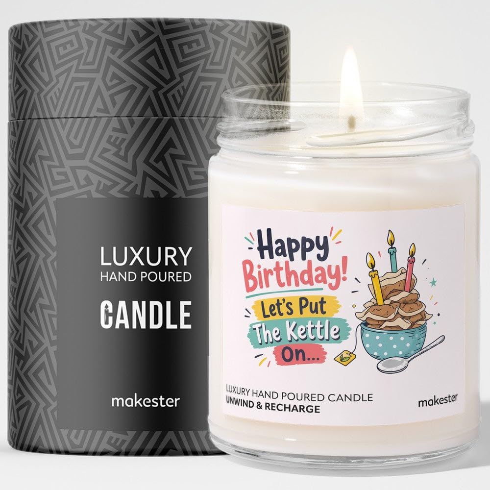 Gift for Tea Lovers - Luxury Soy Wax Candle - Vanilla, Jasmine, Sugared Almond - Makester