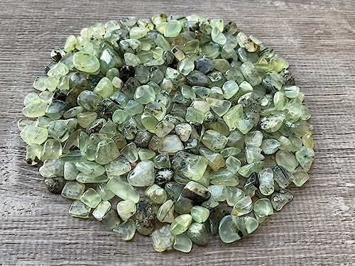 Image of GAF TREASURES 2 oz Lot Natural Semi Tumbled Gemstone Chips, Crushed Mini Crystals, Undrilled Crystal Chips (Green Prehnite)
