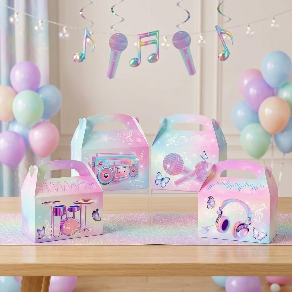 LaVenty Singer Theme Party Favor Boxes Singer Theme Birthday Party Supplies