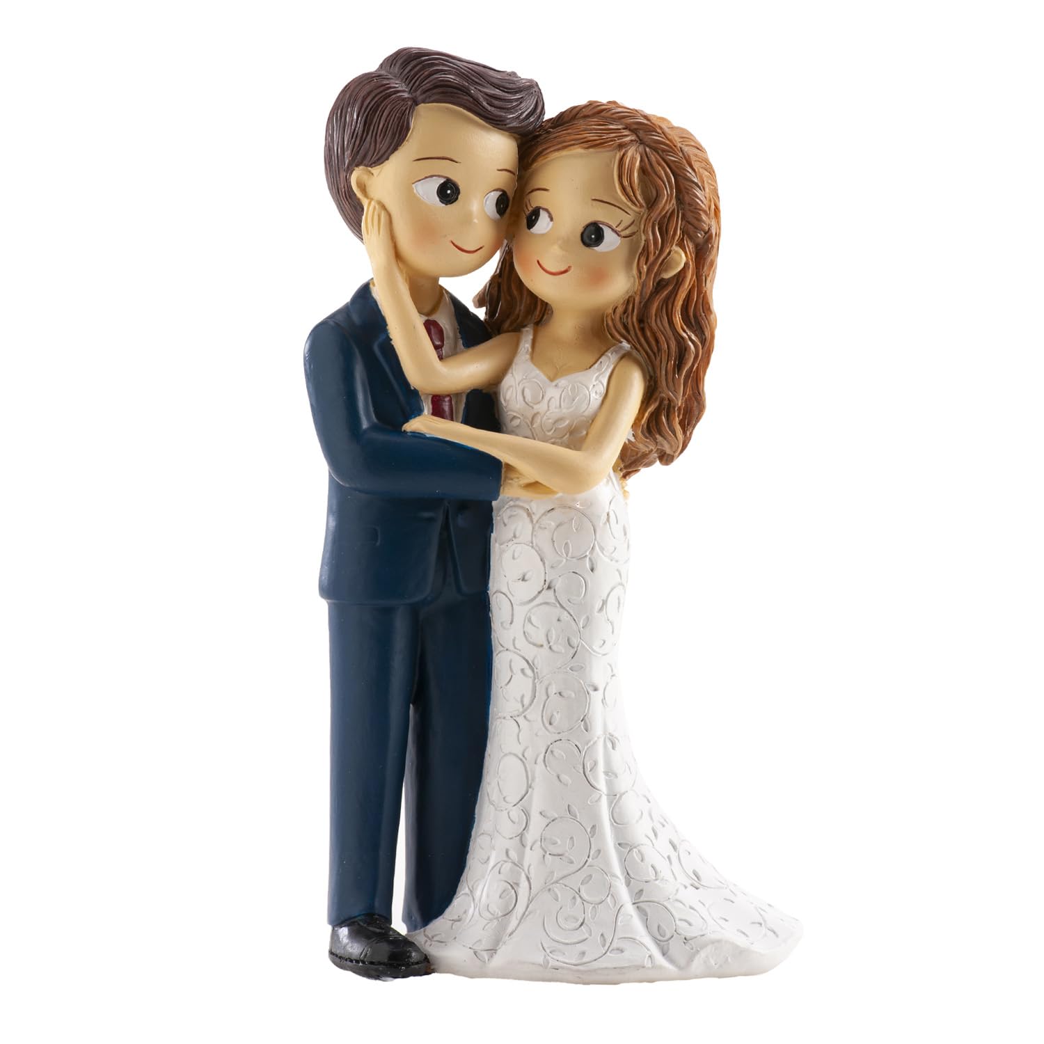 dekora – Figurina Sposi per Torta Nuziale “Carezza sul Viso” 16 cm – Decorazione per Torta in Resina – Design Originale e Dettagliato – Idonea al Contatto Alimentare