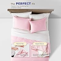 Vista 4 de THREAD SPREAD Juego de funda de edredón tamaño Queen/Matrimonial, satén de 600 hilos, 3 piezas, algodón egipcio, funda de edredón de 100% algodón