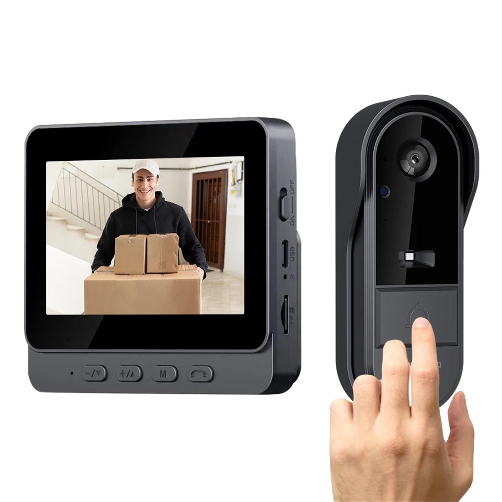 Timbre con vídeo Inteligente Timbre Visual inalámbrico, Pantalla IPS y visión Nocturna, Seguridad Mejorada for el hogar, 2.4G, WiFi, 4.3 Pulgadas para hogares Inteligentes, oficinas y hogares