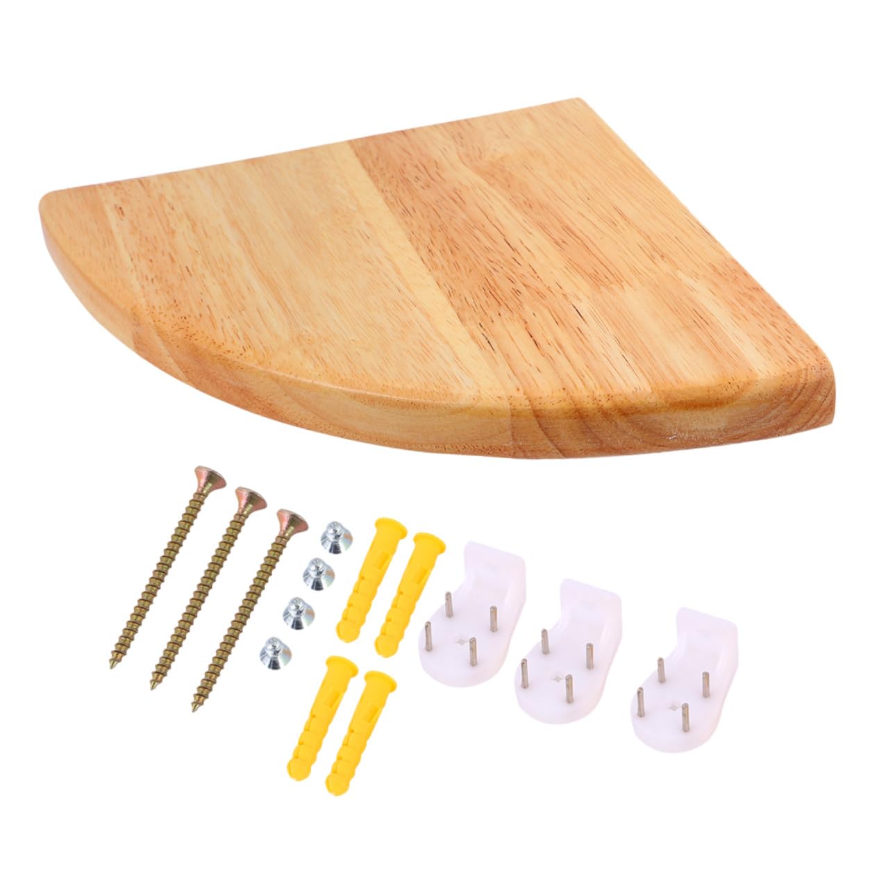 YUANCHUTOP Floating Rubber Wood Corner Shelf - Wall-Mounted Storage Rack with Rounded Edges for Bathroom, Kitchen, Bedroom - Space-Saving for Home Décor