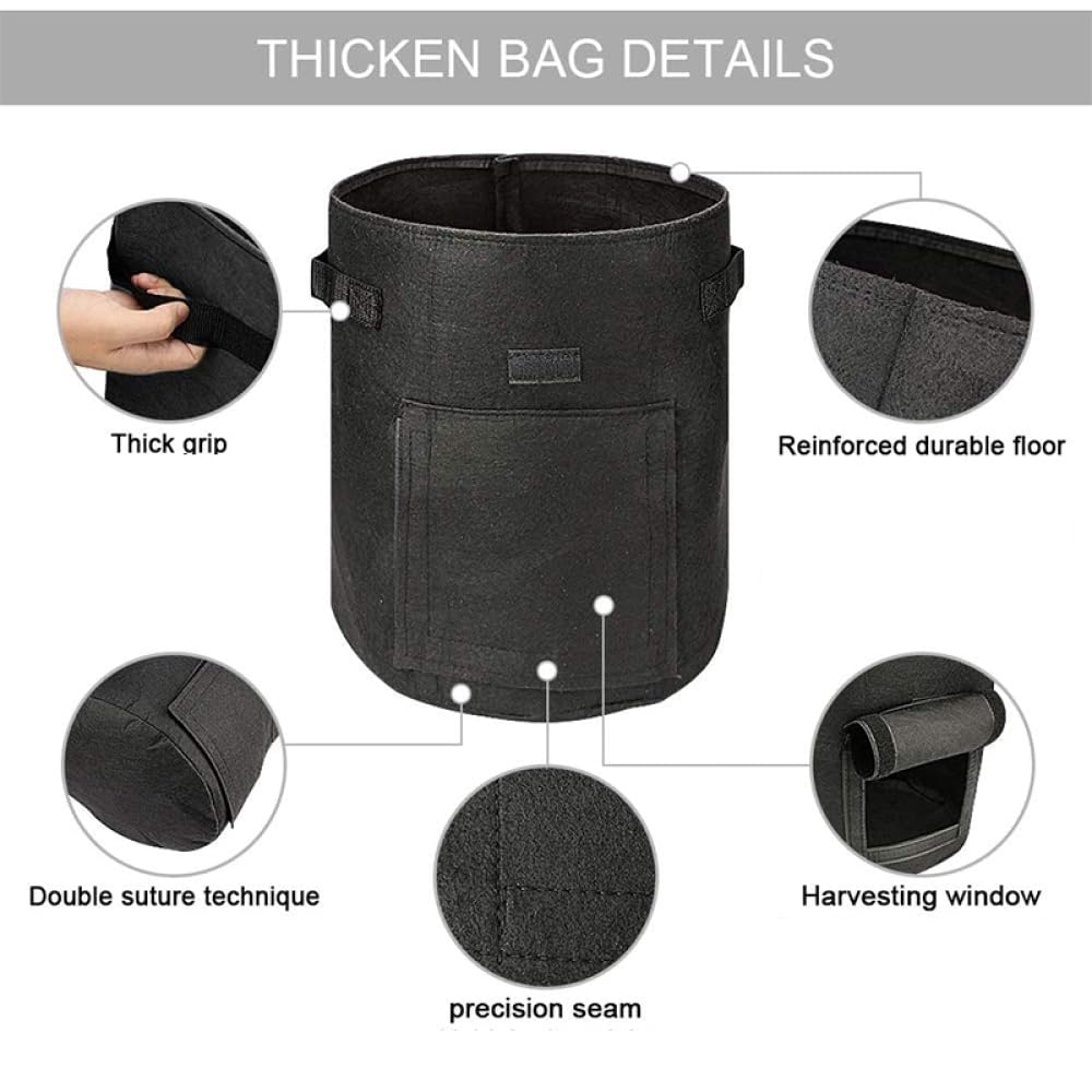 Bolsa de cultivo de fieltro negro de 10 galones, bolsas de cultivo de patatas de 35 cm x 45 cm, maceta transpirable para verduras, tomates y patatas con asas