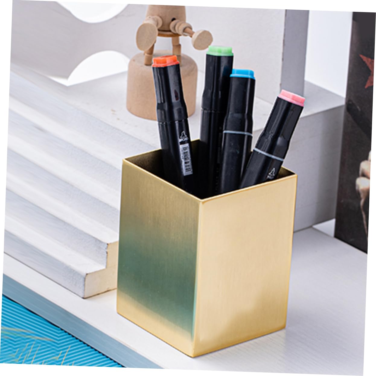 VILLCASE Porta Lápices y Brochas De Maquillaje Organizador De Escritorio Contenedor De Bolígrafos Acero Inoxidable
