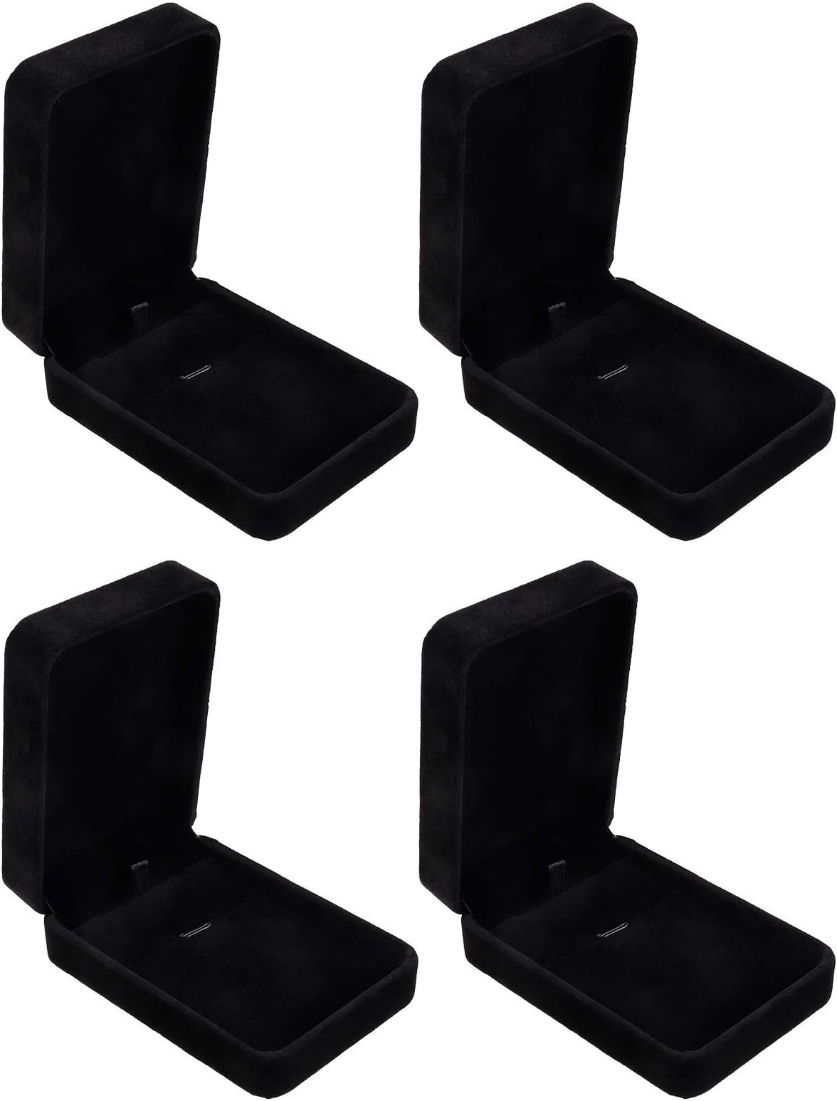 XinstroeXinstroe 4 PCS Velvet Necklace Box, Pendant Gift Box Gift Long Chain Jewelry Display Boxes Black Necklace Case for Wedding Engagement Necklaces Jewellery Gift