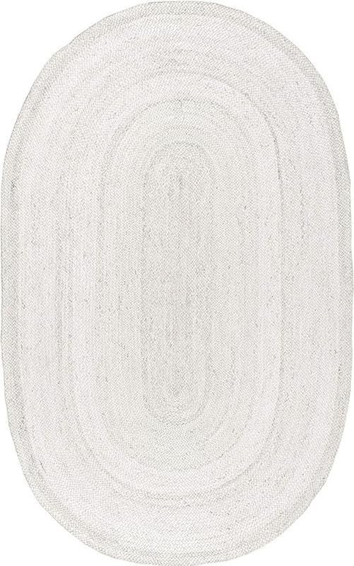 Tapis ovale en jute fait à la main Blanc cassé 0,8 x 1,2 m