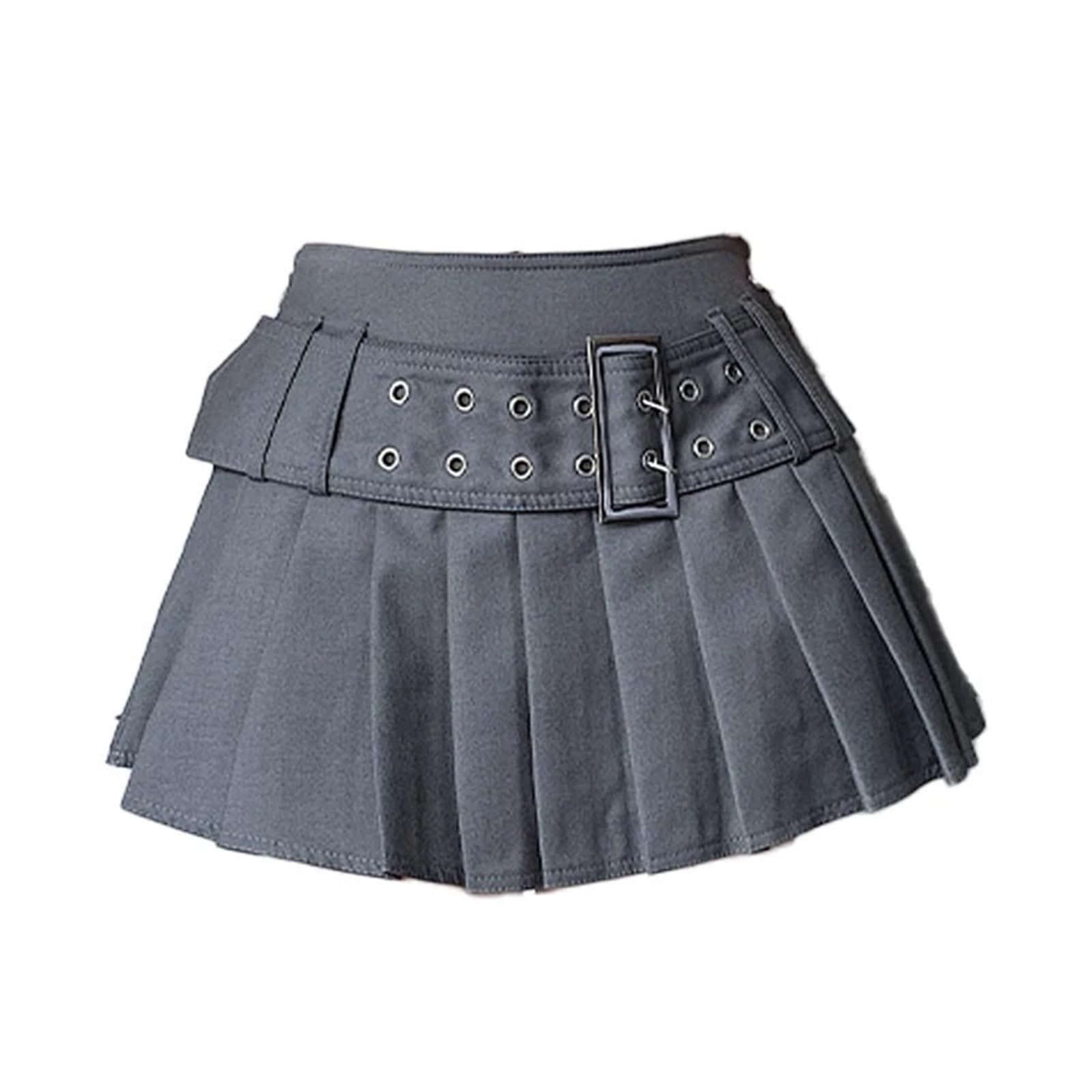 Gonna A Pieghe Gonna a Pieghe a Trapezio da Donna, minigonne Vintage Anni '90, Stile Preppy, Moda, Vestiti Estivi Gonna Elastica A Pieghe(Black,S)