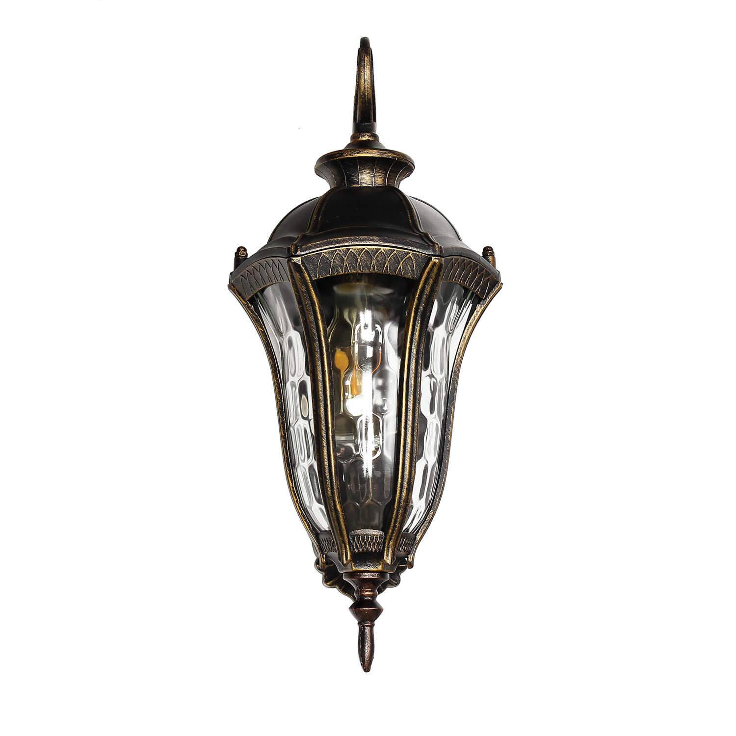 Easylight XL Aussen Wandleuchte FLORENZ rustikal antik H:45cm aus Aluguss & Glas in Schwarz-Kupfer IP44 Spritzwasser geschützt Außenlampe Hof Garten Wandlampe