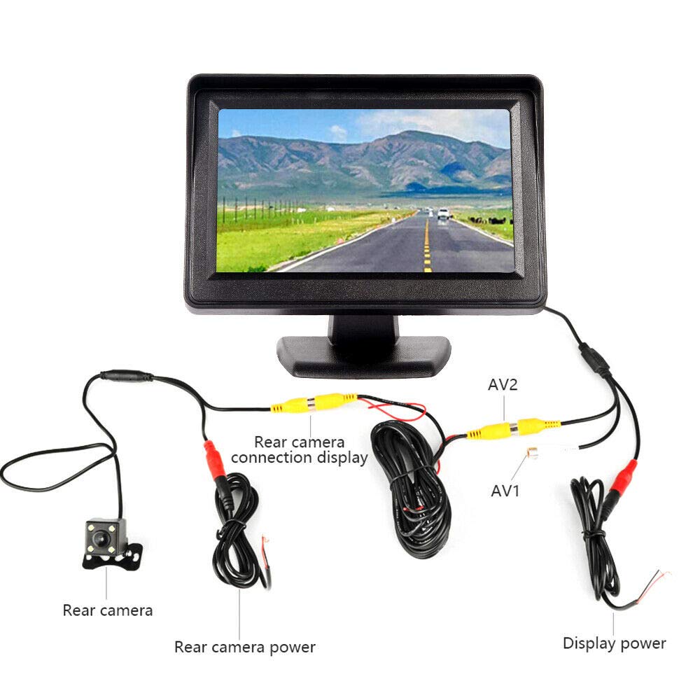 4,3 Pouces HD Écran de Moniteur de recul de Voiture pour remorque 12V-30V | Riloer Moniteur LCD TFT couleur numérique pour remorque de camion d'autobus de voiture pour caméra de recul de stationnement