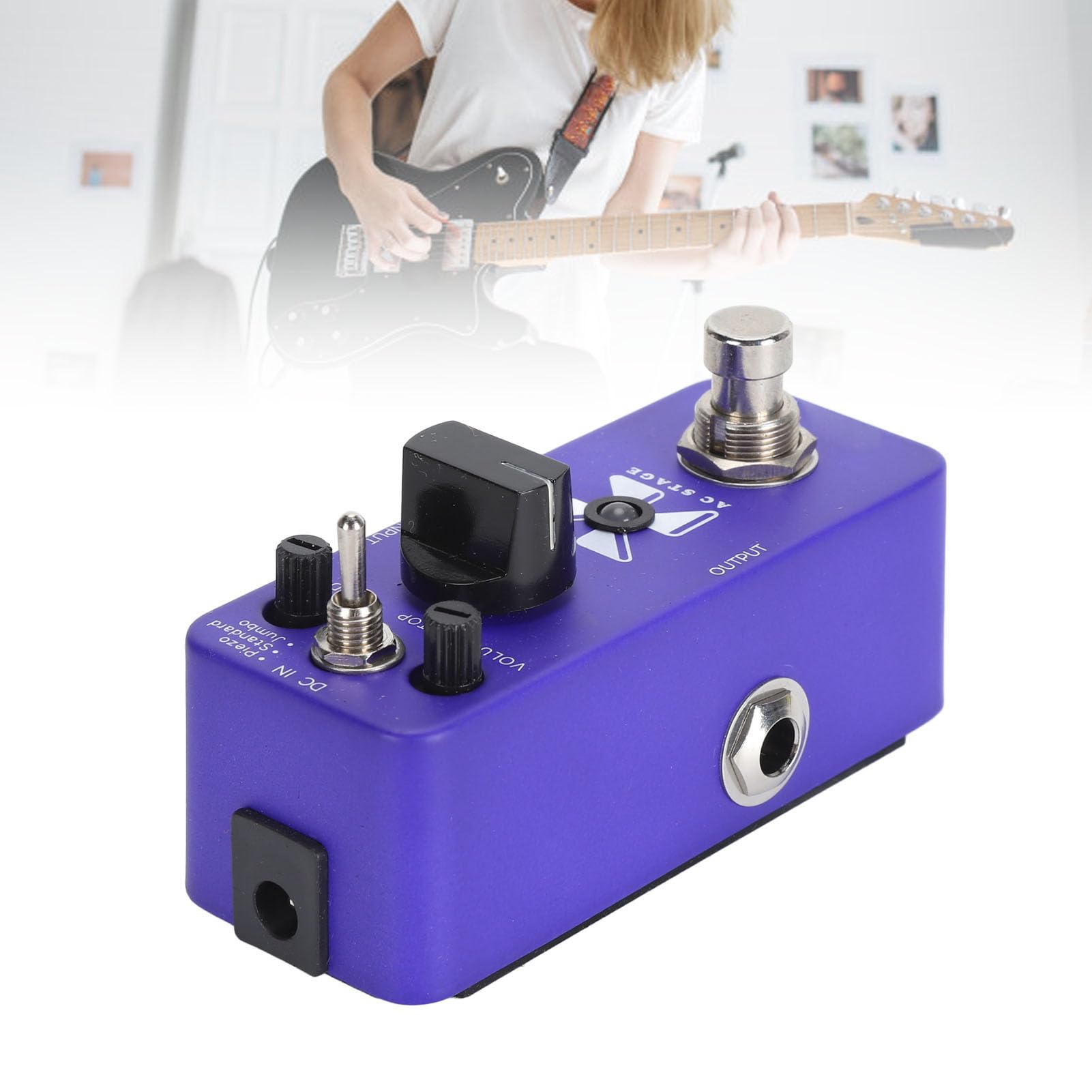Pédale D'effet de Simulation de Guitare Acoustique en Alliage D'aluminium, 3 Modes D'effets, Mini, Coque Métallique à Large Application, pour la Pratique Quotidienne