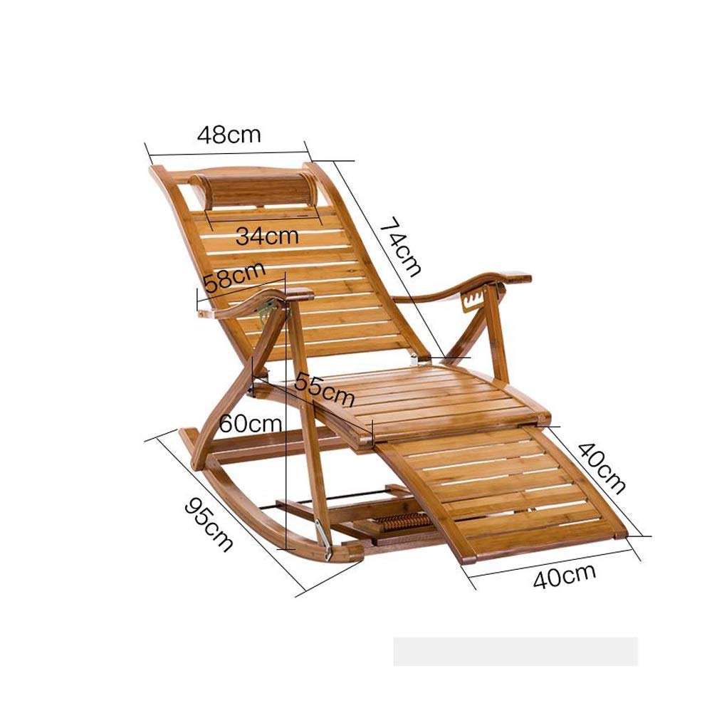 Sillón mecedor Plegable Sillón reclinable Sillón de terraza Sillón de bambú Tumbona Balcón Sala de Estar Terraza de Playa Sillón reclinable Sillón para Embarazadas(Beige-A