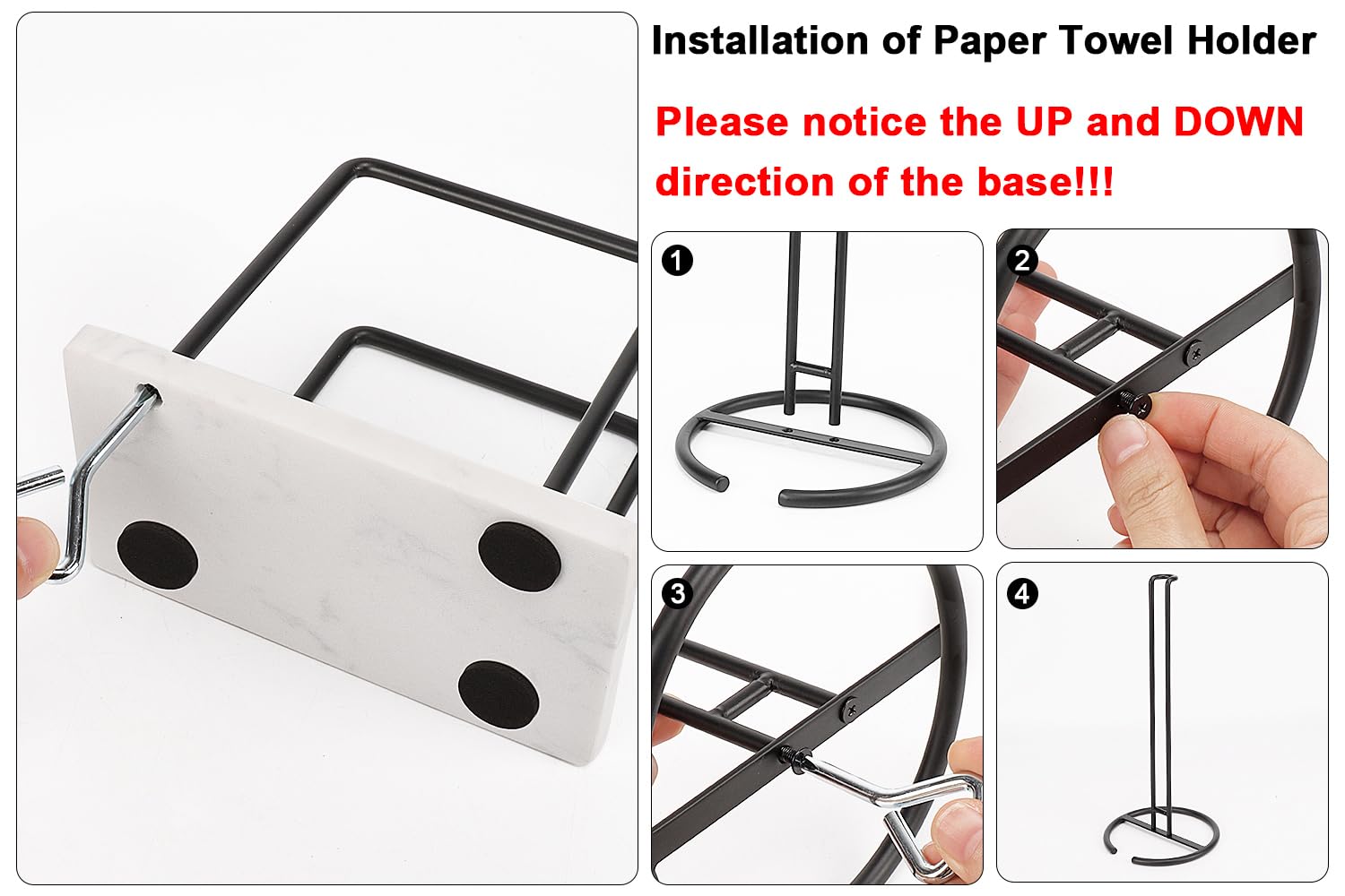 Livabber Juego de 2 servilleteros y toalleros de papel, 2 accesorios de cocina, soporte de metal para pañuelos con base de mármol + dispensador de toallas de papel independiente para mesa de cocina,