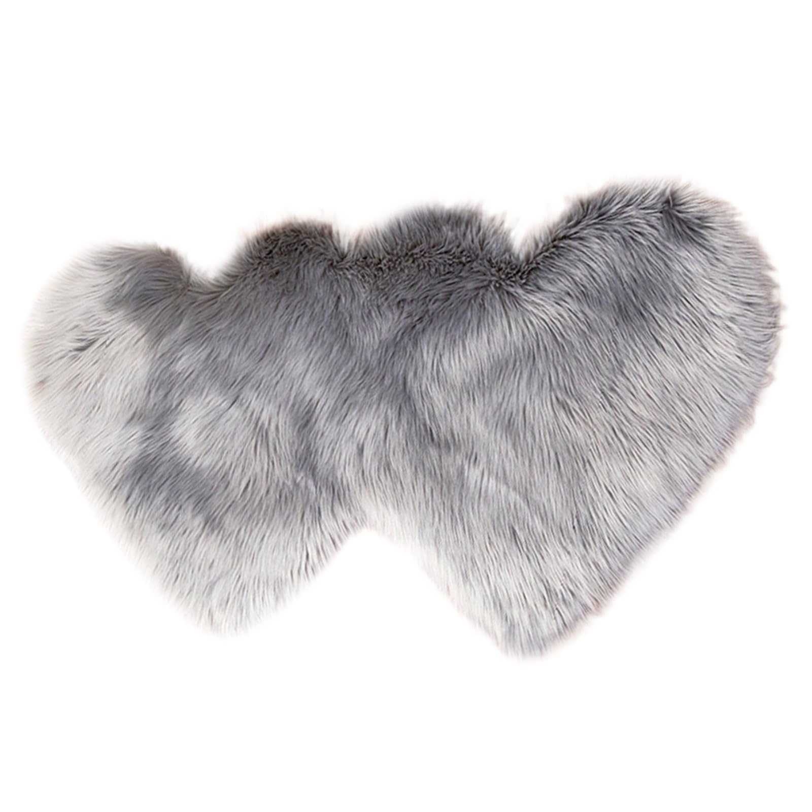 Beimus Heart Shape Faux Fluffys Sheepskin Rugs Floor Carpets Fluffys Soft Fuzzy Area Rugs Throw Bedside Living Room Mats Soft Area