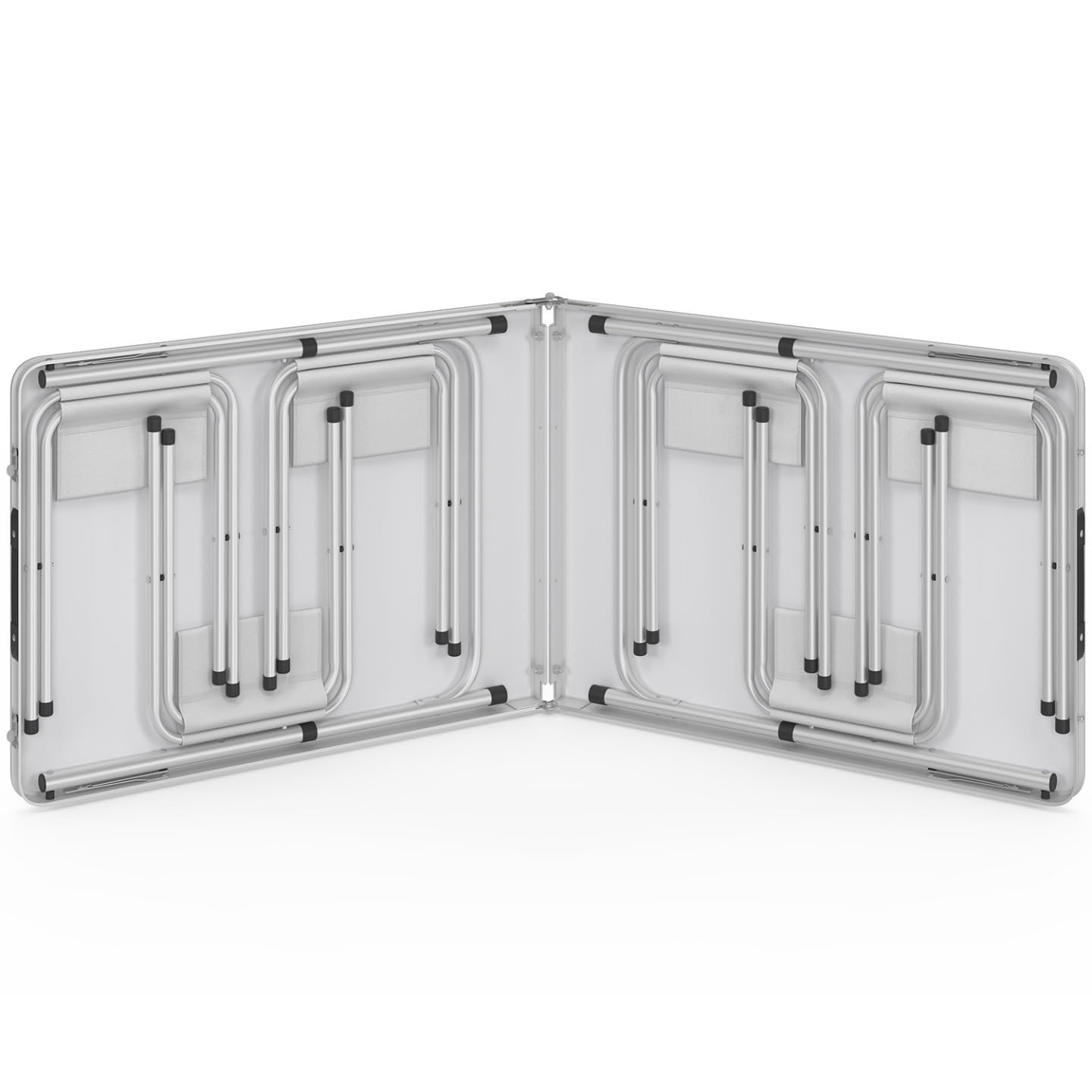 IDMarket - Table de Camping Pliante d'appoint 160 cm réglable en Hauteur 6 tabourets Blancs