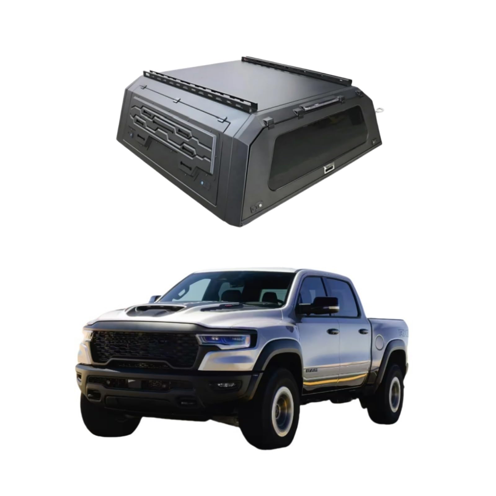 Tonneau-Abdeckung, Pickup-Überdachung, Camper-Hardtop, Truck-Topper, Bettkappe, Aluminium-Überdachung, kompatibel mit RAM 1500 REV PHEV RHO 2025, 5,7', Zubehörabdeckungen for LKW-Betten(RHO