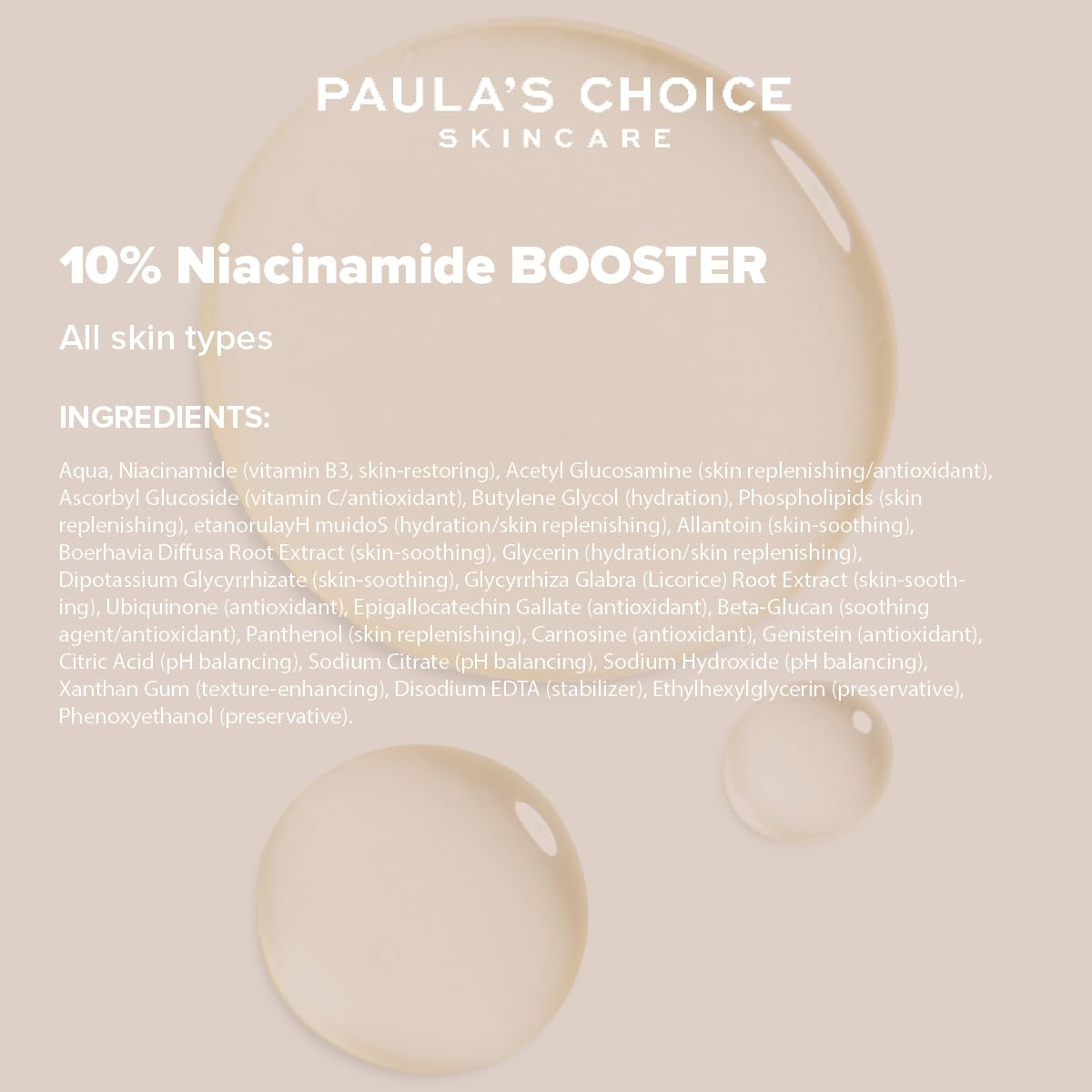 Paula's Choice 10% Niacinamid BOOSTER Serum do twarzy - Redukuje powiększone pory, brązowe plamy i niedoskonałości - z alantoiną - Wszystkie rodzaje skóry - 20 ml