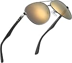 ZENOTTIC Lunettes de soleil Aviator polarisé en fibre de carbone Temple Pilot Lunettes de Soleil avec verres miroirs UV Protection pour homme