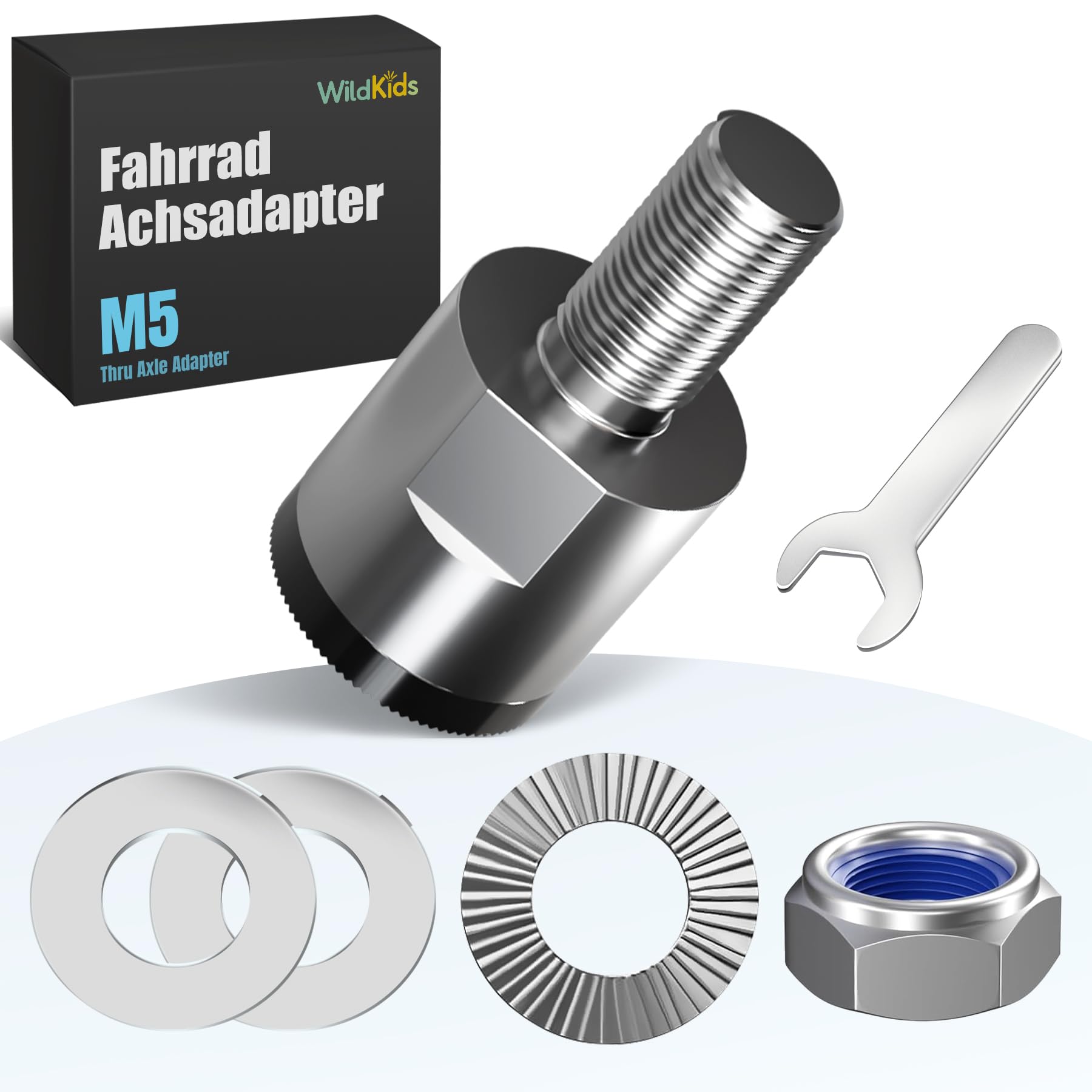 WildKids Fahrrad-Achsenadapter – Universeller Achsenadapter mit rutschfester Verzahnung für Fahrradanhänger-Kupplung, passend für die meisten Fahrradanhänger