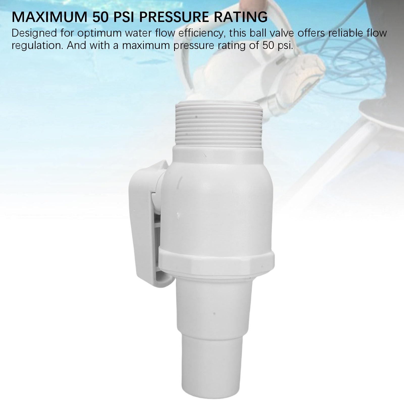 Fockety 1,5 Zoll 2 -Ballventil, PVC ABS -Plastik ohne Rost Union End mit Handgespannten Nüssen für Schnelle Verbindung, für Poolfilter -Skimmerpumpe 50psi Maxuelle Druck
