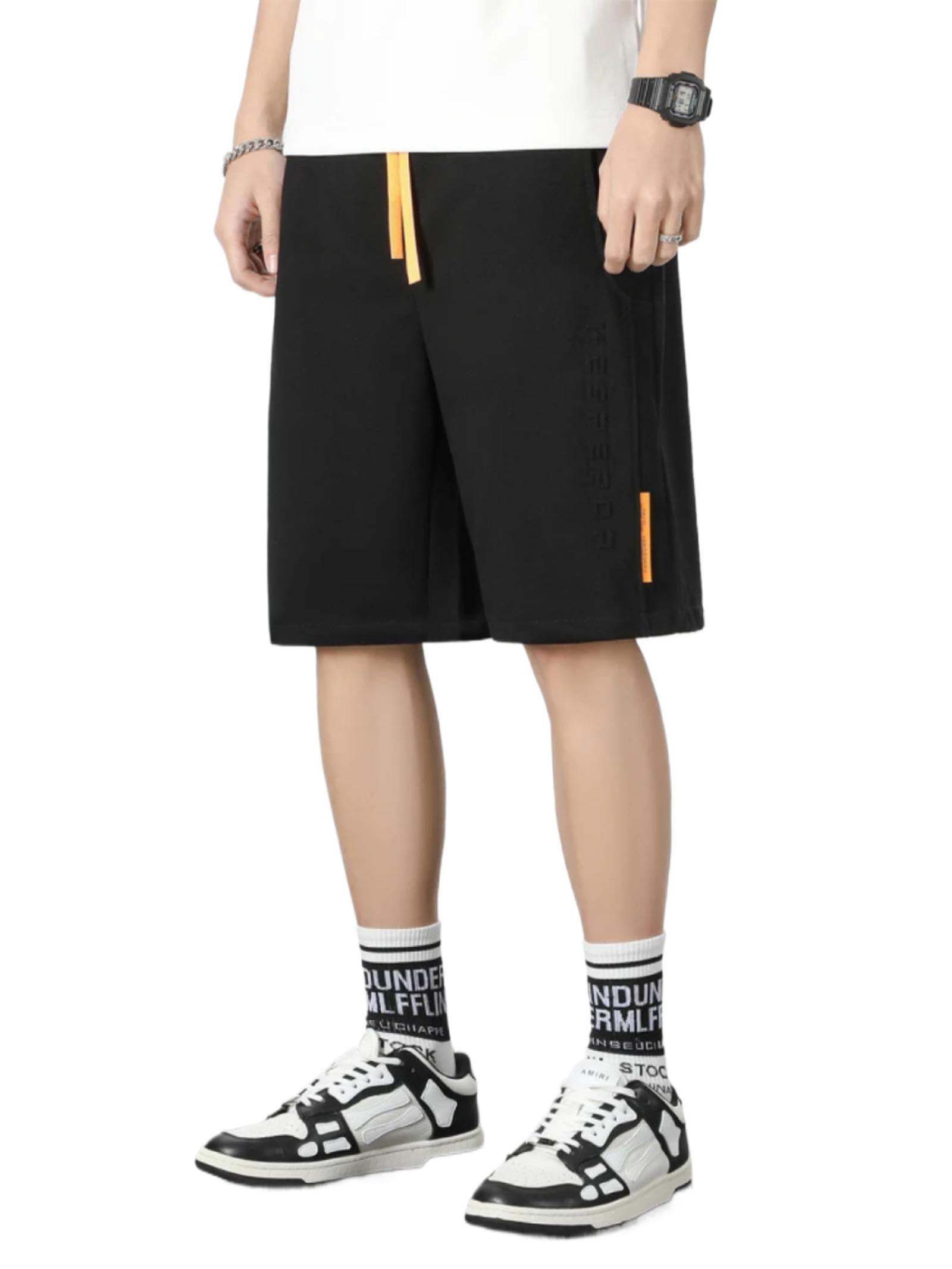 Herren Shorts Kurze Hose Cargo Jeans Running Outdoor Baumwolle Herren Loose Short XL Schwarz
