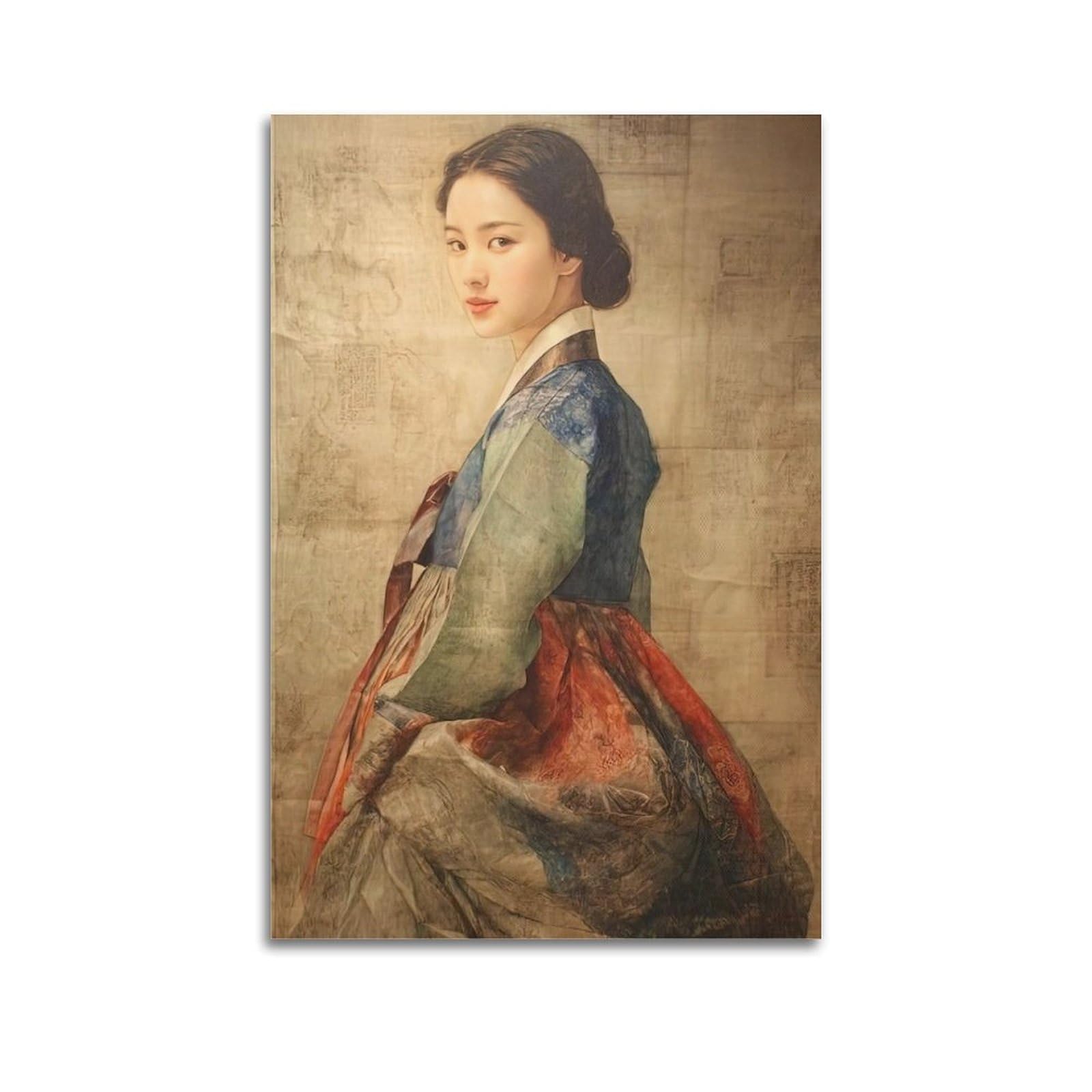 OKAHYS Vintage Beautiful Korean Girl Artwork Poster Decorative Painting Canvas Wall Artworks Picture 12x18inch(30x45cm)