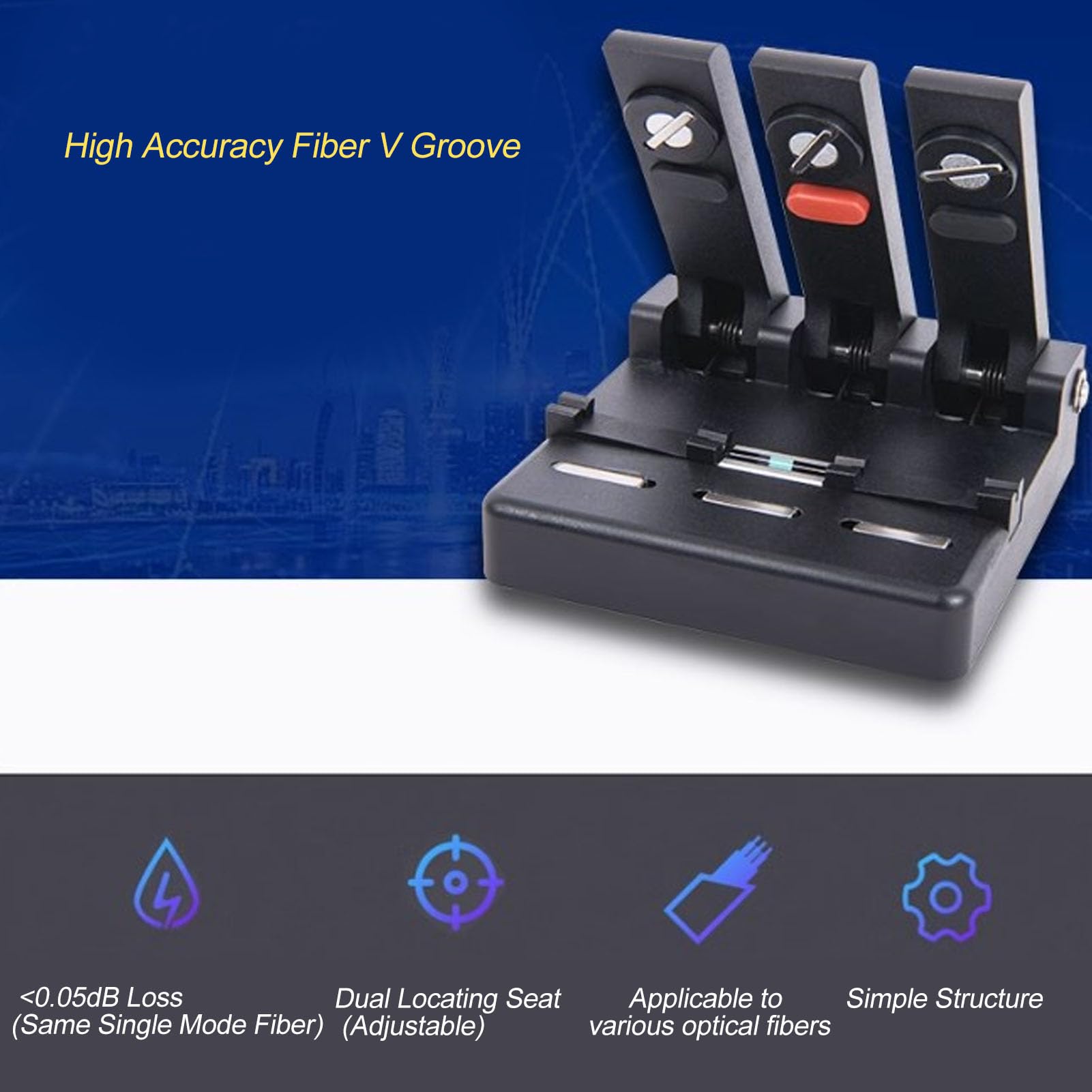 KL-51 Single-Glasfaser-V-Nut-Aligner mit Pressplatte, Magnetschalter, Temporärer Glasfaser-zu-Faser-Verbindungsstecker, Hochpräzises Bare-Fiber-Ausrichtungswerkzeug