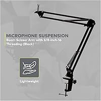 Vista 5 de Audio-Technica Micrófono de estudio de condensador AT2020 con cable XLR Knox Studio Stand y filtro Pop