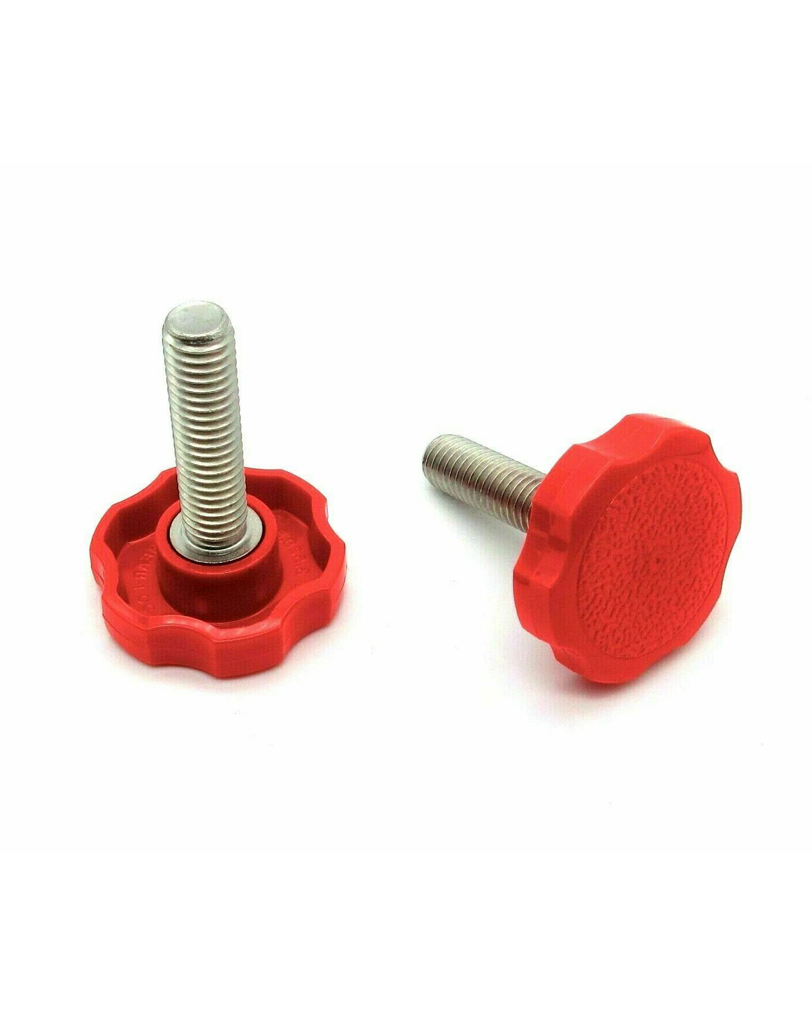 Red Thumb Screws with Rosette Fluted Head - 3/8-16
