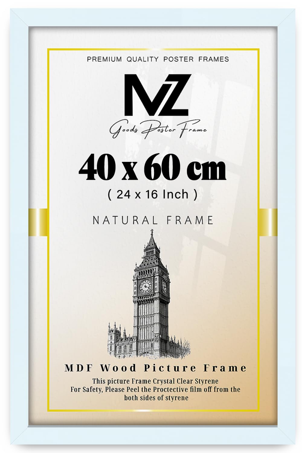 Mz Goods White | Mdf Wood Poster Frame (40 X 60 Cm) No Mount Included For Wall Art & Room Décor, Mdf Wood Finish, Comes With Secure Hanging Hooks [ ]