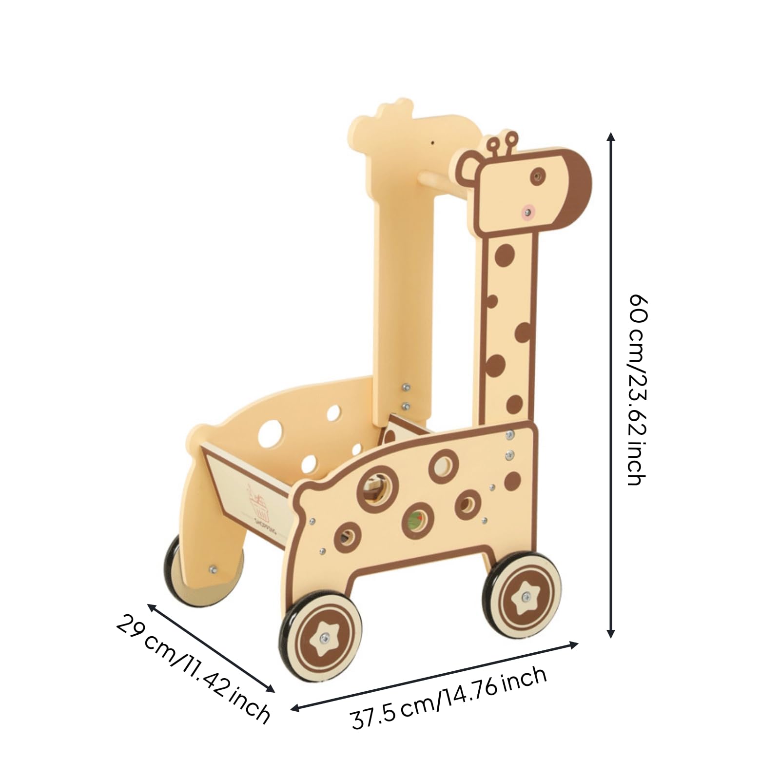 Giraffen-Schiebewagen Gleichgewichtstraining Holz-Lauflernwagen Feinmotorik Schiebewagen für Kleinkinder, Rollenspiel