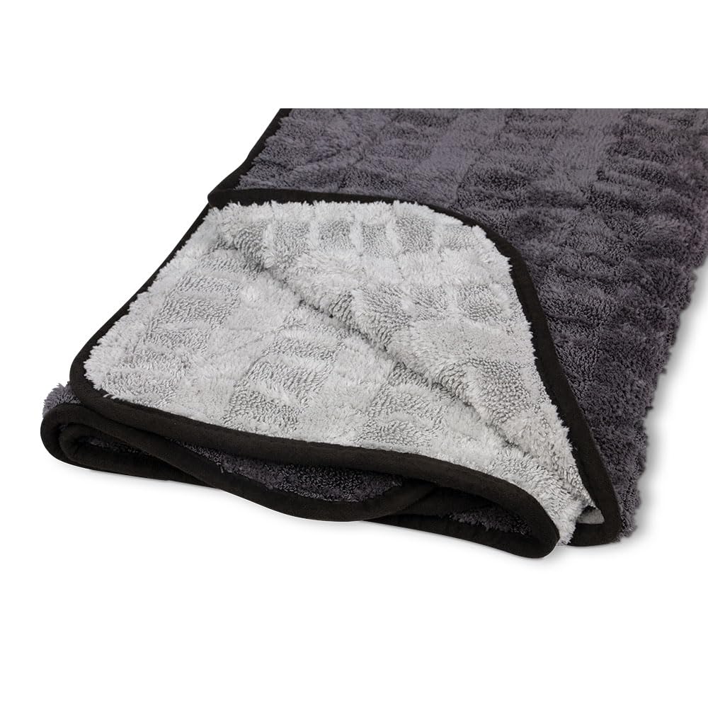 Stoner Car Care 95142 Extra Large Premium Microfiber Blend Car Drying Towel Highly Absorbant Lint Free Double Layer and Tagless, Gray, 900 GSM, 30x36