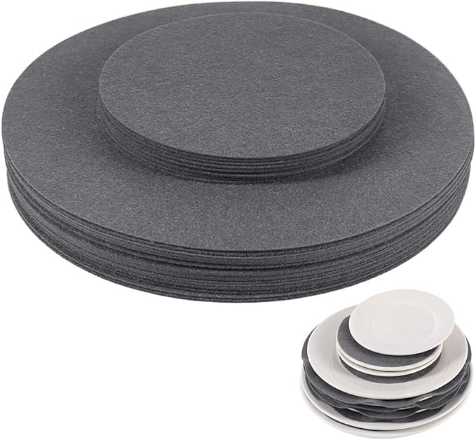 BYKITCHEN Dish Protectors Pads, Gray Dinner Plate Divider Pads, China