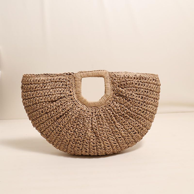Bolsa tote tejida de paja con asas geométricas para mujer miniatura 3