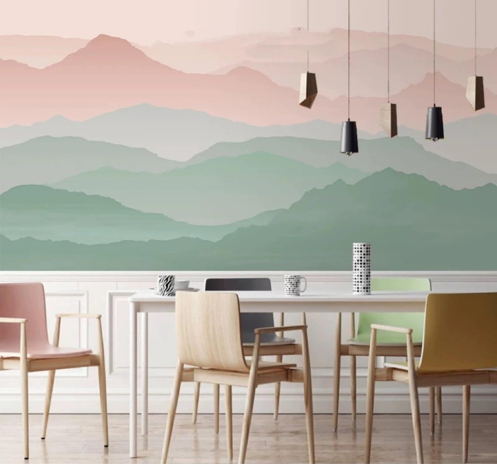 Wallpaper-3D-Xlm 200Cm×140Cm(B×H) Beautiful Hand Drawn Watercolour Mountain Peaks Art 3D Wallpaper Easy Install Feature Office Living Room Sofa Bedroom Tv Background Wall Decoration-200Cm×140Cm