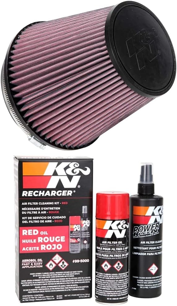 K&N Universal High-Performance Engine Air Filter: Round Tapered, RU-1042, 6" Flange, 6.5" Height, 1" Length