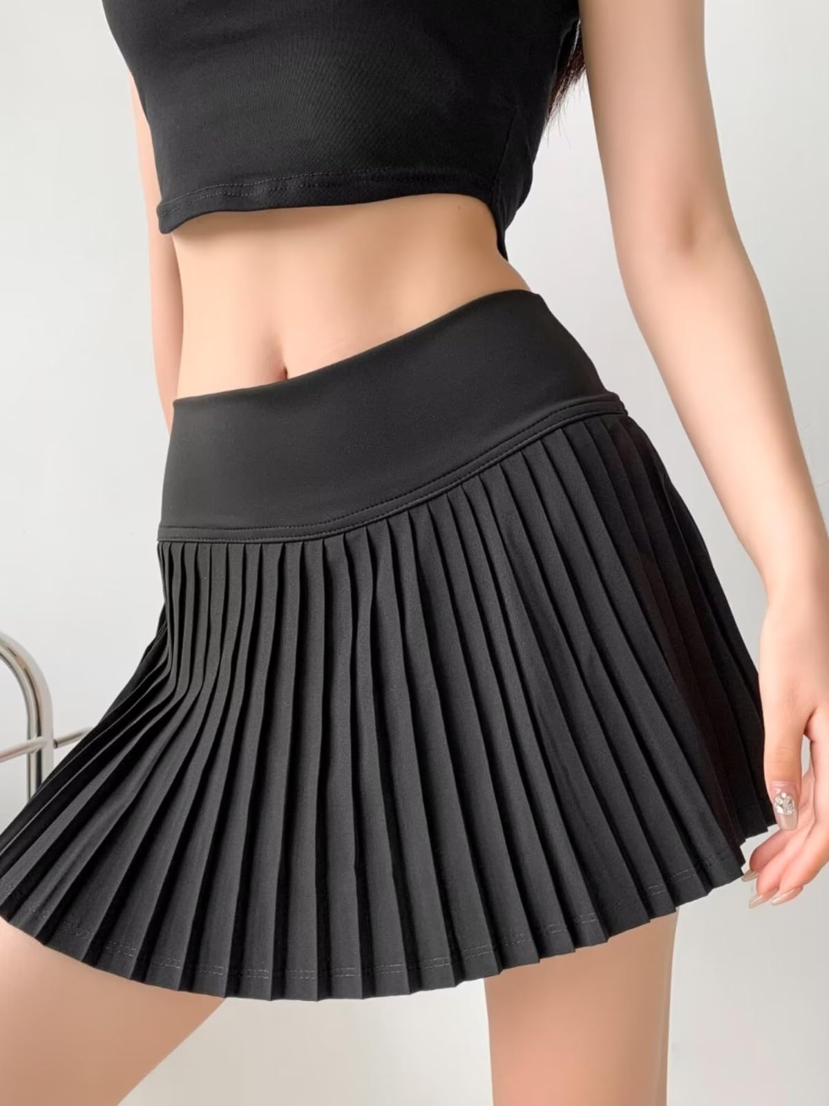 Damska spódnica tenisowa seksowna i lekko dzika z wysokim stanem akordeon plisowana slim fit