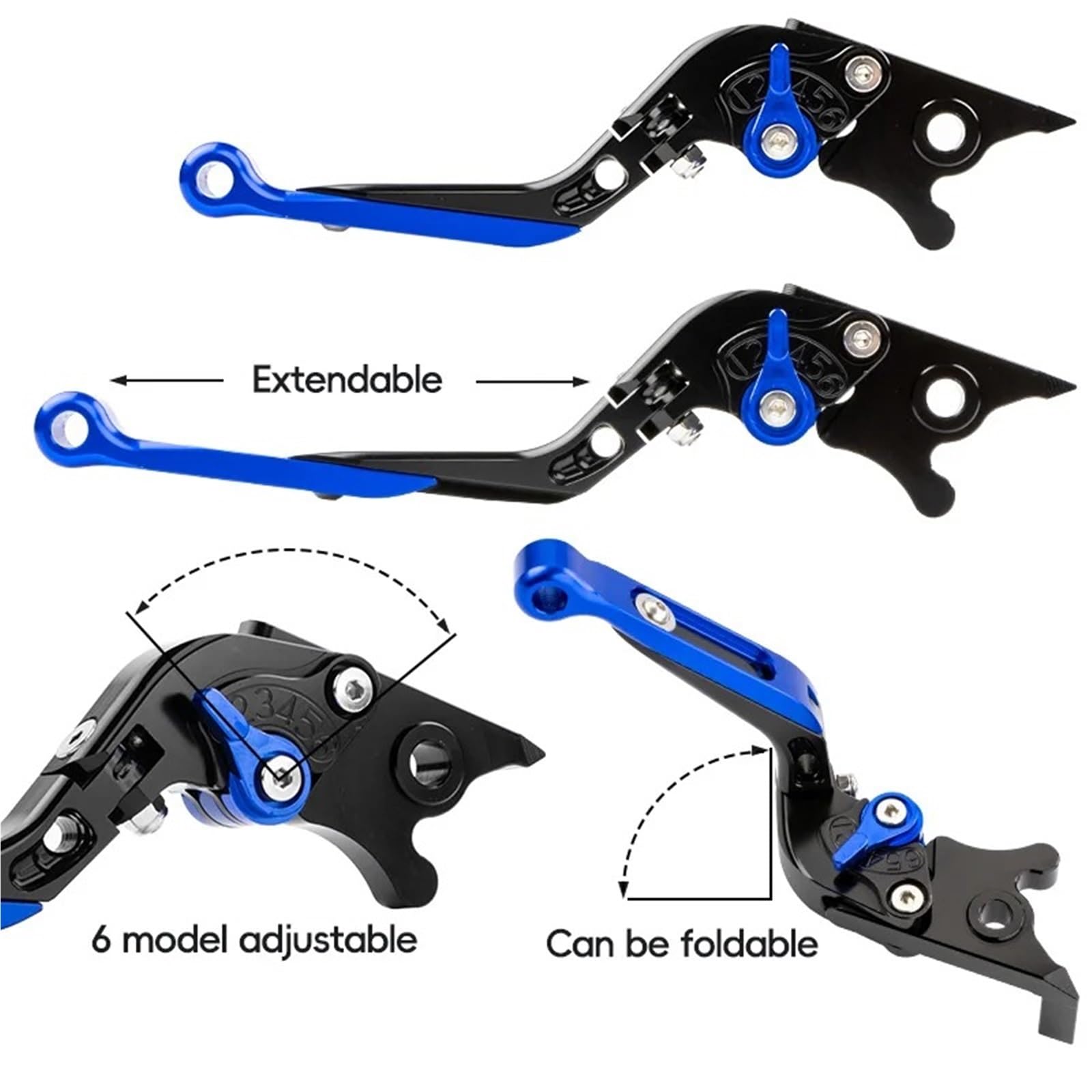 Levier Frein Et D'embrayage Pour PCX125 PCX150 PCX160 2010-2020 2019 2018 2017 Levier D'embrayage De Frein Pcx Accessoires Moto Ensemble Poignées Réglables(PCX-BK.BK.BK.R)