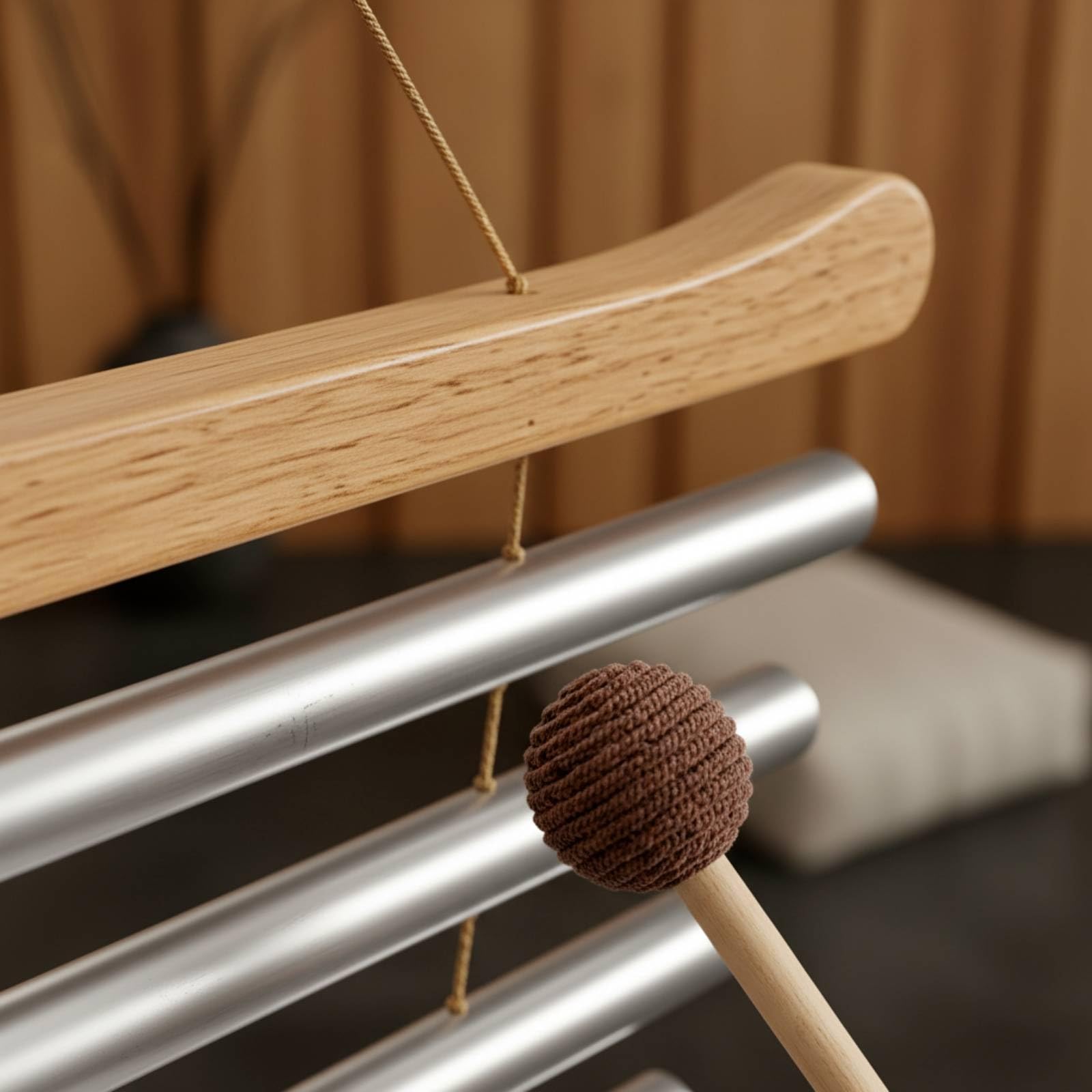 Carillon à Main avec Tige Portable Carillon avec Mailloche en Bois Instrument Percussion à Une Rangée pour Musiciens, Méditation