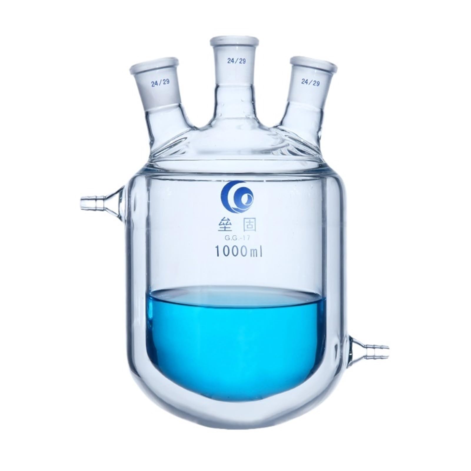 Botella de reacción con Chaqueta de Tres cuellos, matraz de Vidrio de borosilicato de Pared Gruesa, reactores de Planta con Camisa, Reactor de Laboratorio(150ml 24x24x24)