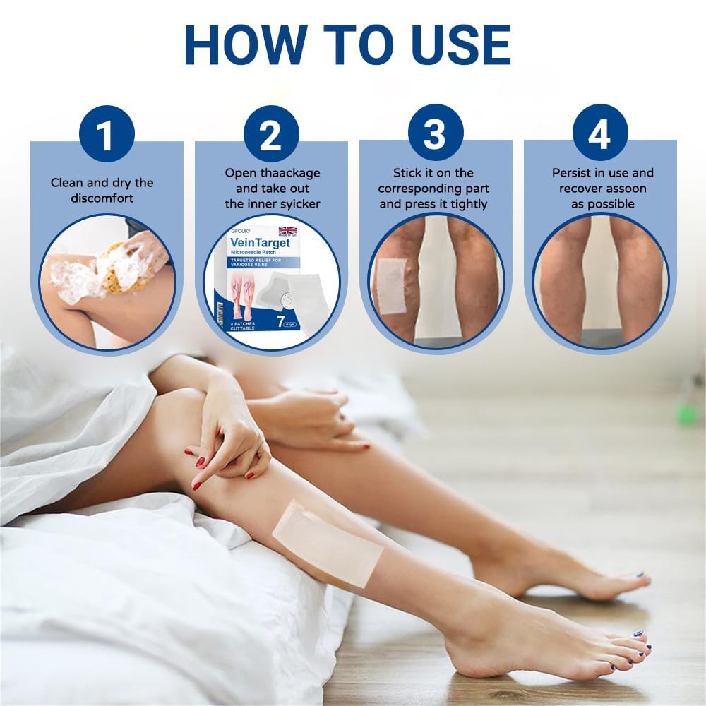 Cerotto a microaghi VeinTarget, 2026 Trattamento avanzato per le vene varicose delle gambe, cerotto per le vene, trattamento naturale per le gambe adatto a tutti i tipi di pelle (2pcs)