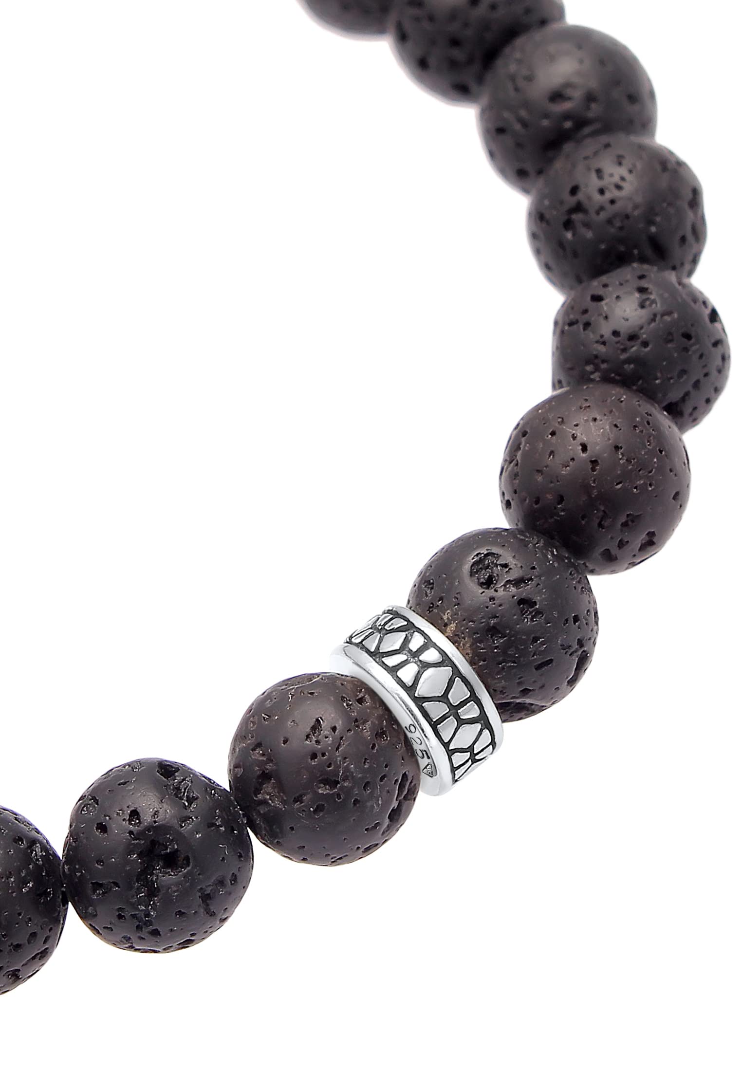 Kuzzoi Herren Lava Armband Edelsteinarmband 8 mm | Beads elastisch 19–21 cm