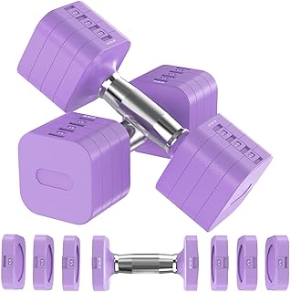 Hezeyferg Juego de mancuernas ajustables de 22 libras, mancuernas de peso ajustable con 4 niveles de 4.4 libras, 6.6 libras, 9.5 libras, 11 libras, juegos de pesas de mano para mujeres/hombres