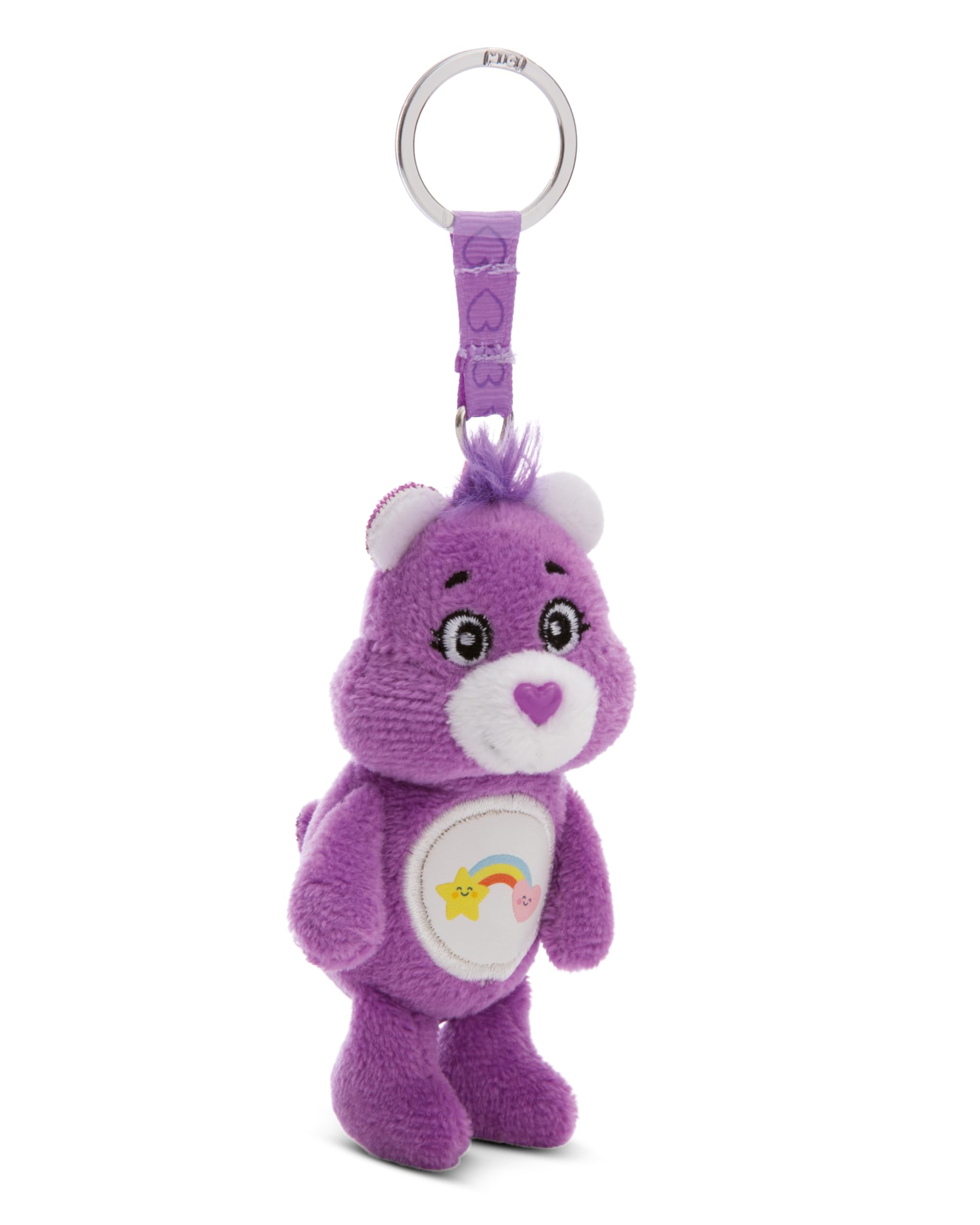 NICI Care Bears Best Friend Bear 10cm - Cuddly Toy Pendant for Children & Adults, with Key Ring Holder to Hang on Keys, Cord, Bags - 61374