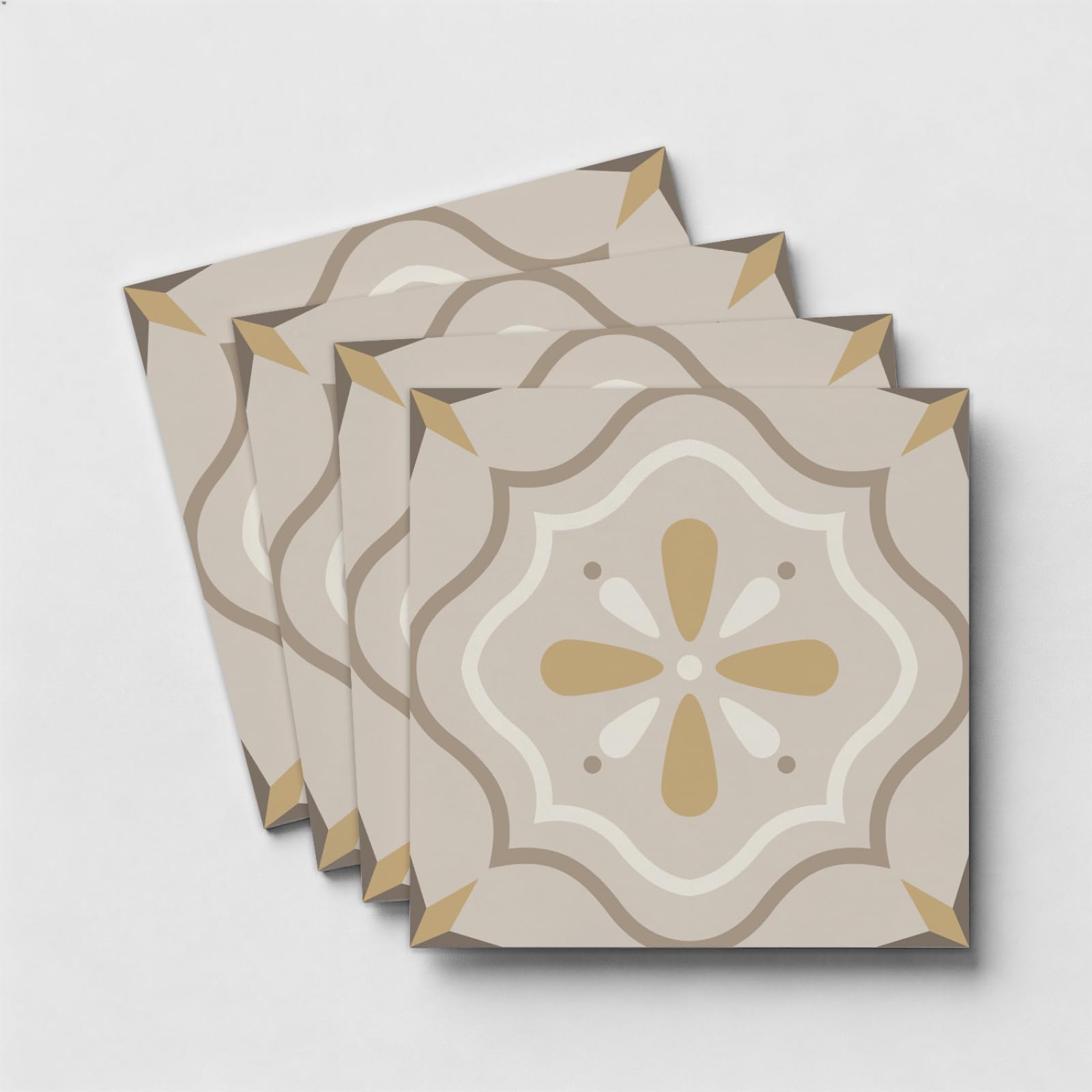 Stick on Kitchen Tiles Yellow Pattern Self Adhesive Wall Tiles PVC for Fireplace Surround Furniture Decoration Kitchen Backsplash Bathroom Tile Stickers Waterproof