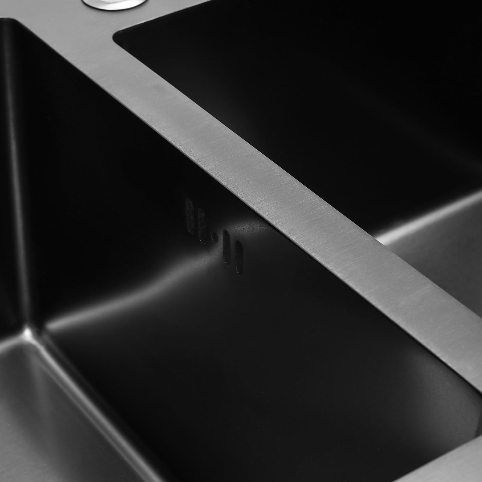 Fregadero doble de acero inoxidable para empotrar, fregadero de cocina cepillado, con juego de desagüe y rebosadero, tubo de cocina, fregadero doble, 78 x 43 x 22 cm (negro)