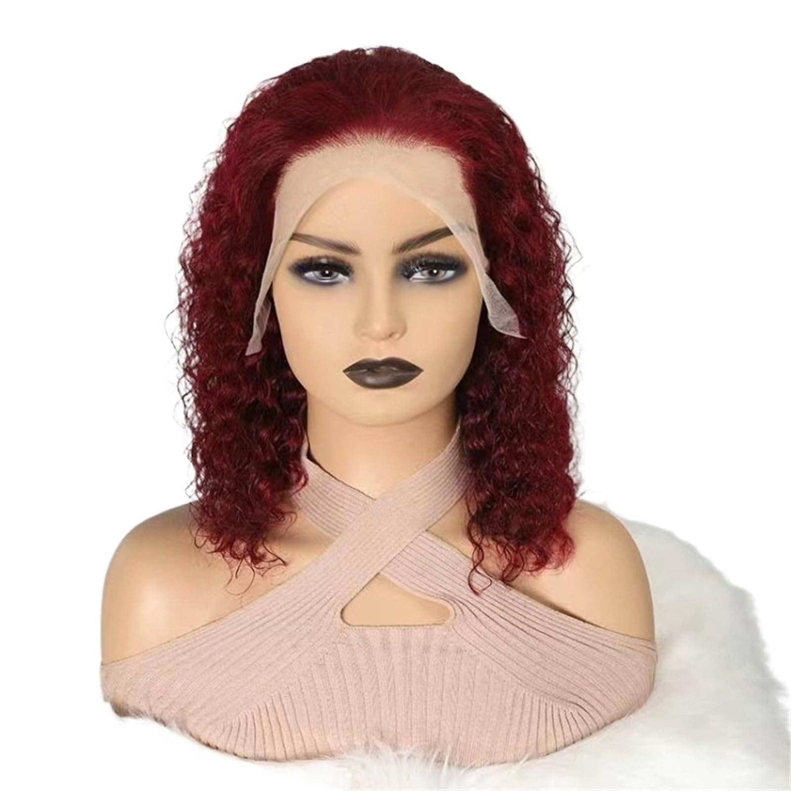 ZTHYSHOZ Women's Wig Ladies' Burgundy Medium Length Curly Wig Full Head Cover Easy To Maintain And Style