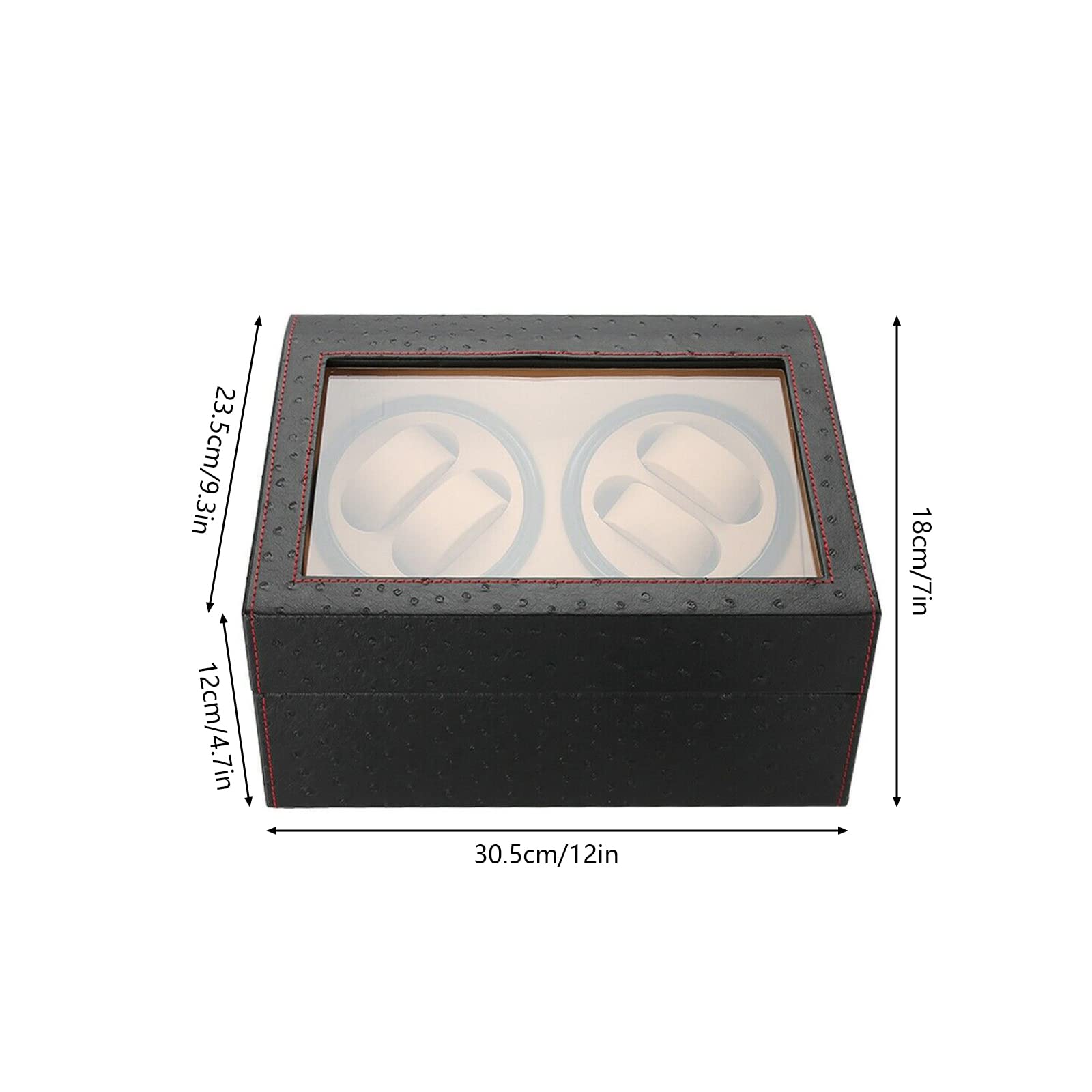 4+6 Uhrenbeweger für Automatikuhre 3 Drehmodis super leisem Motor Uhrenbeweger Box Luxuriöser PU Leder Uhrengehäuse Watch Winder mit 6 extra Speicherplätze und Transparente Glasabdeckung