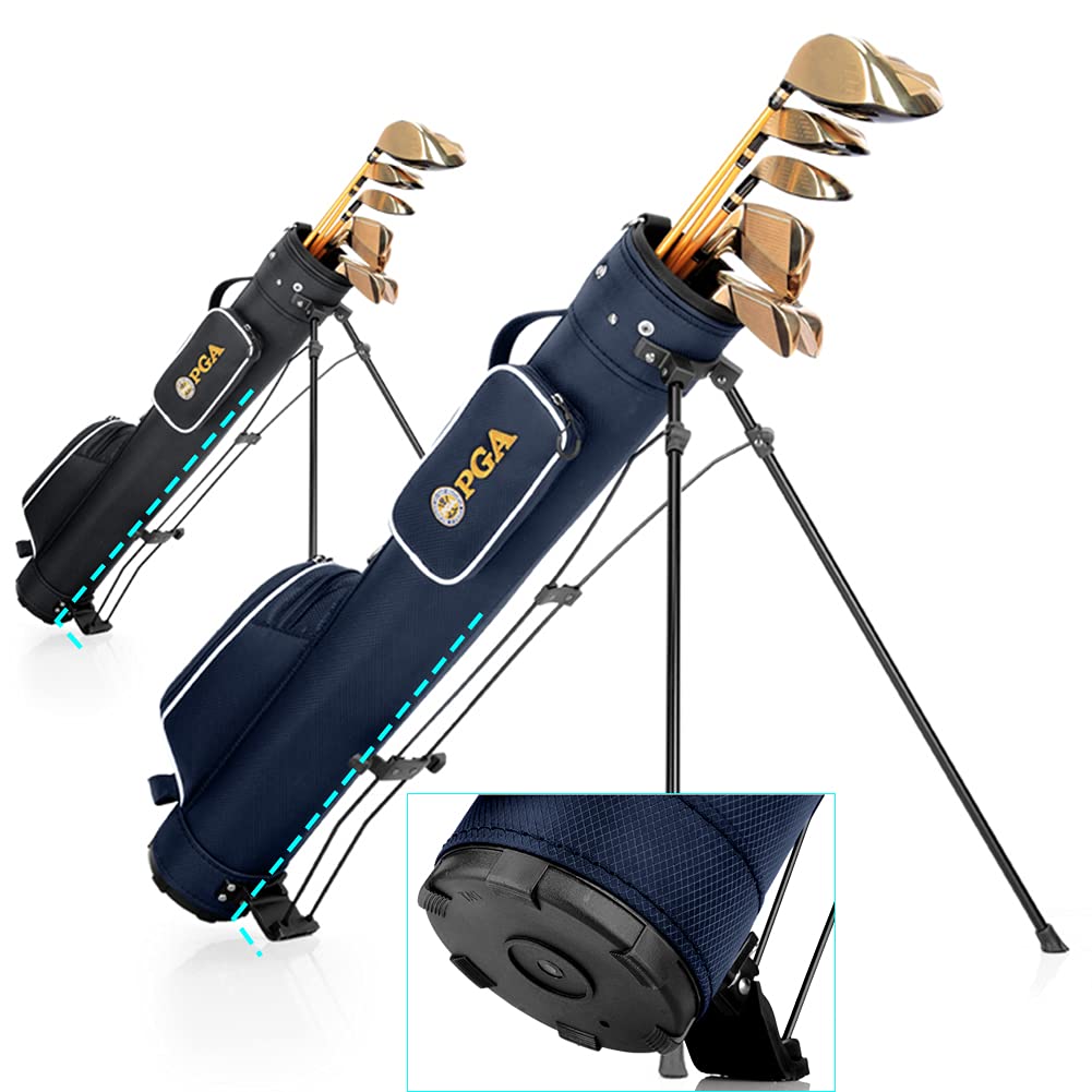 Golf Standtasche leichte Golftasche Pencilbag Reisebag Pencil Practice Case, schwarz/blau, Platz für 6-7 Schläger