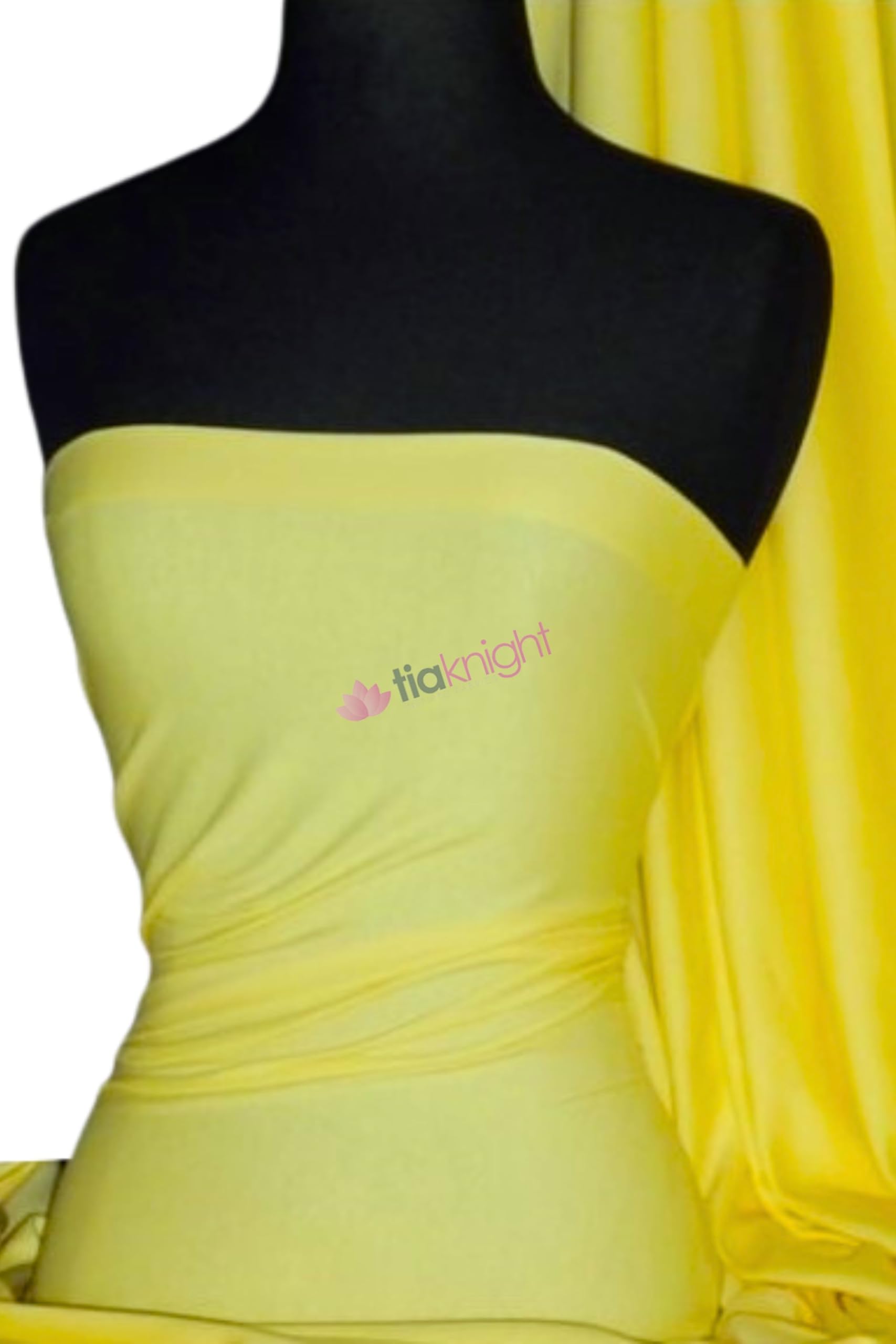 Soft Fine 1x1 Rib 100% Cotton Knit Jersey Fabric | Soft T-Shirt Material | Over 50 Colours | Oeko-Tex Certified | Same Day Dispatch | by Tia Knight (Q61) (Yellow) โ image 1